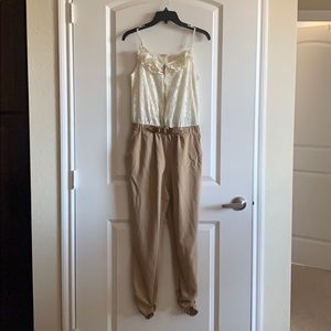 Brown and white dress